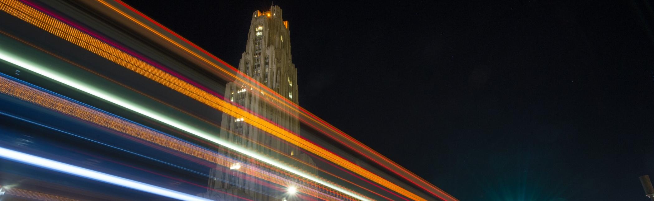 Cathedral of learning at night